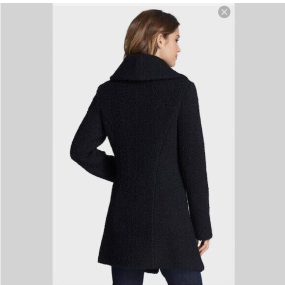 DAWN LEVY {S} Car Coat Navy Blue Bouclé Wool Blend Shawl Collar "Adelaid… - Picture 2 of 9